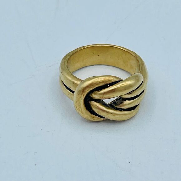 Lover's Knot Size 7 Gold Tone Ring Premier Designs "Forged" Band - Picture 1 of 9